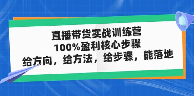 直播带货实战训练营：100%盈利核心步骤，给方向，给方法，给步骤，能落地-小奔自媒体