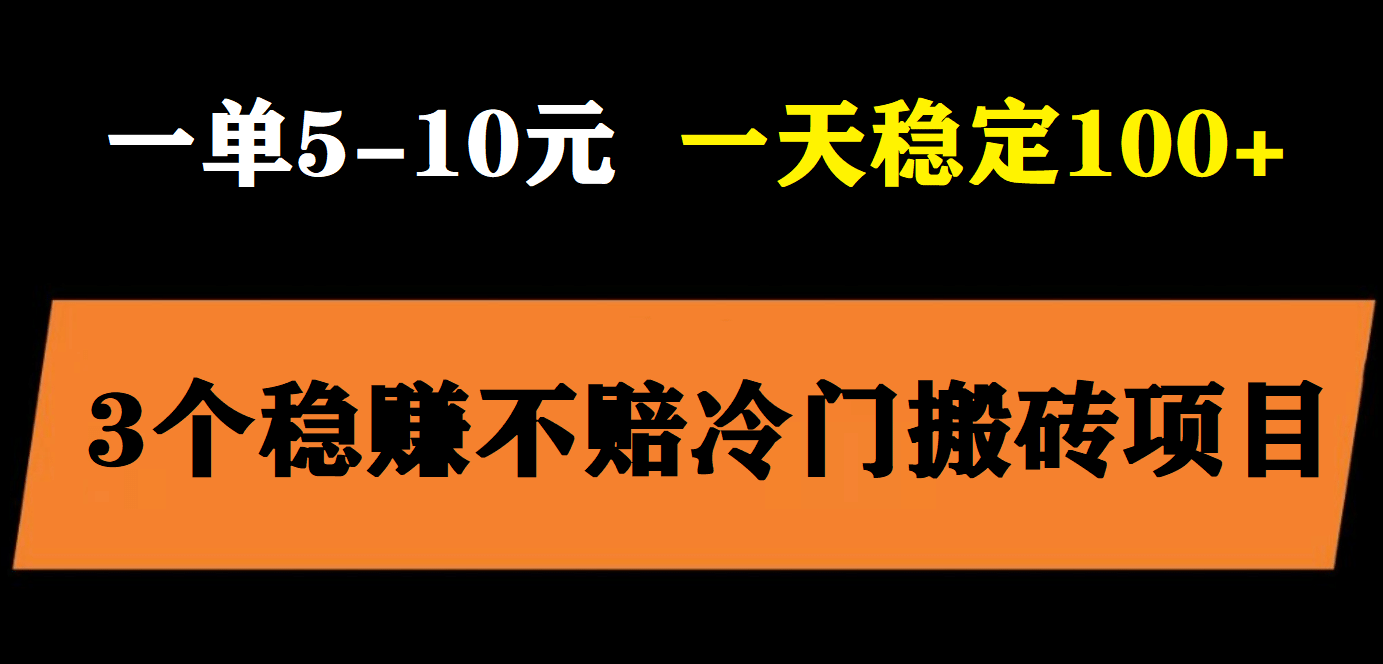 3个最新稳定的冷门搬砖项目，小白无脑照抄当日变现日入过百-小奔自媒体
