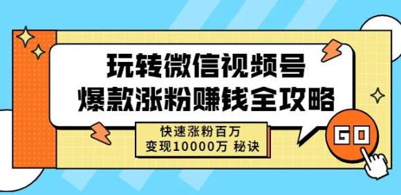 玩转微信视频号爆款涨粉赚钱全攻略，快速涨粉百万变现万元秘诀-小奔自媒体