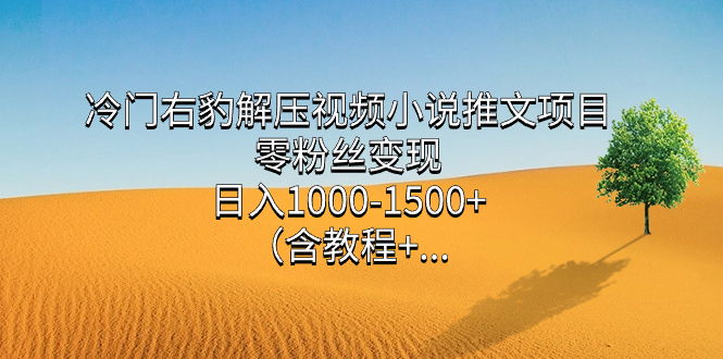 冷门右豹解压视频小说推文项目，零粉丝变现，日入1000-1500 （含教程）-小奔自媒体