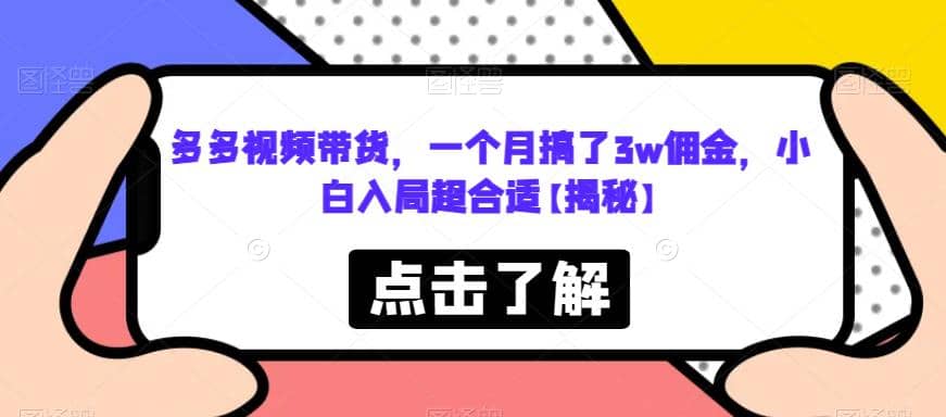 多多视频带货，一个月搞了3w佣金，小白入局超合适【揭秘】-小奔自媒体