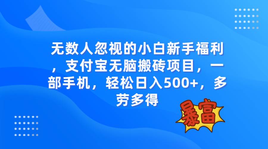 无数人忽视的项目，支付宝无脑搬砖项目，一部手机即可操作，轻松日入500-小奔自媒体