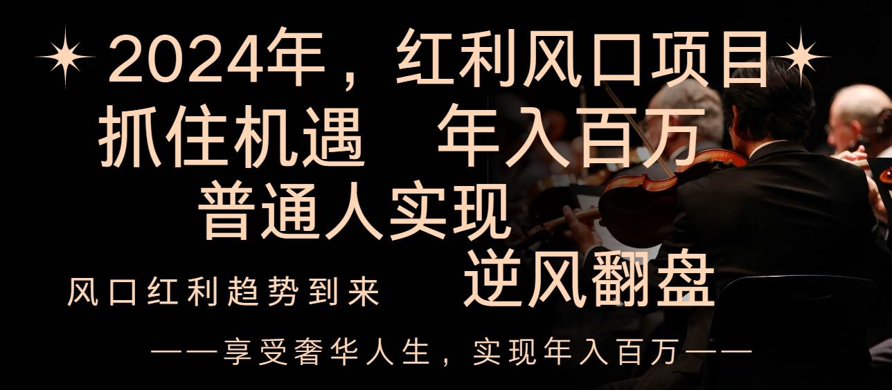 2024红利风口项目来袭，享受第一波红利，逆风翻盘普通人也能实现，年入百万-小奔自媒体