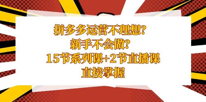 拼多多运营不理想？新手不会做？15节系列课 2节直播课，直接掌握-小奔自媒体