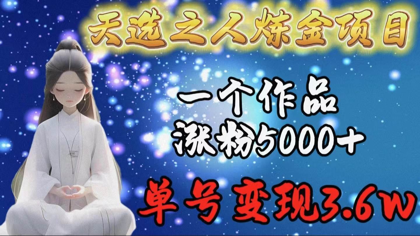 天选之人炼金项目，一个作品涨粉5000+，单号变现3.6w-小奔自媒体