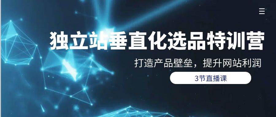 独立站-垂直化选品训练营，打造产品壁垒，提升网站利润（3节直播课）-小奔自媒体