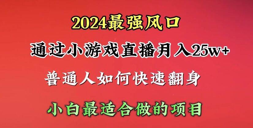 2024年最强风口，通过小游戏直播月入25w+单日收益5000+小白最适合做的项目-小奔自媒体