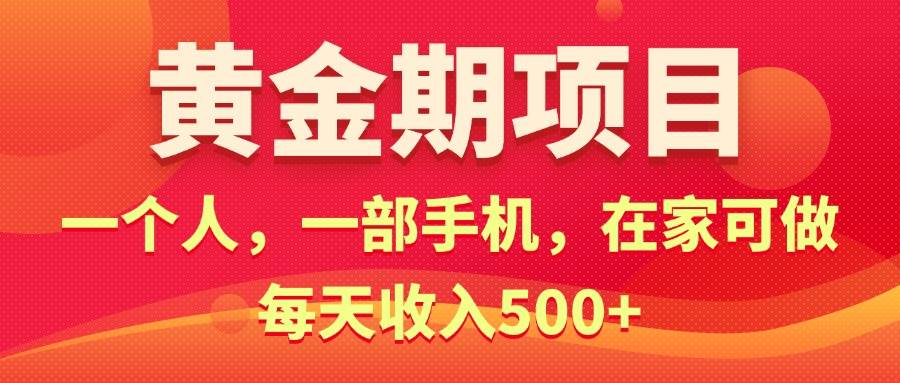 黄金期项目，电商搞钱！一个人，一部手机，在家可做，每天收入500+-小奔自媒体